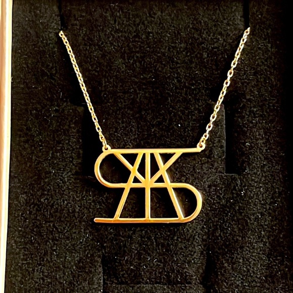 Brand New 14K Gold Plated Sterling Silver Geometric Unique “S” Monogram Necklace - Picture 5 of 15